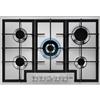 AEG HGB75400SM Piano Cottura a Gas 75 cm 5 Fuochi Griglie in Ghisa Inox