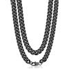PROSTEEL Collana Uomo a Catena Barbazzale Cubana Larga Grossa Robusta, Larghezza 10 mm, Lunghezza 70 cm, Acciaio Inossidabile, Cool Swag, Collana Nera Nero, (con Confezione)