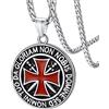 FaithHeart Collana Croce Uomo Rosso Ciondolo Sigillo Cavalieri Templari Medaglione Collana con Croce di Gerusalemme Scudo Collana Uomo Acciaio Impermeabile Non Sbiadisce