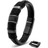 SERASAR Braccialetti Uomo Pelle 20cm Nero Braccialetto Uomo Cuoio Aggiustabile Magnetico Bracciali Braccialetti Perline Bigiotteria Bracialetto Cinturino Braciale Bambino Bracelet Corda Braciale Nere