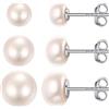 ChicSilver Orecchini Perle Donna in Oro Bianco, Set Argento 925 Con Taglia 6810MM, Eleganti per Ragazza, Idee Regalo Compleanno/Matrimonio/Anniversario/Laurea