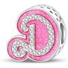 TINSLO Bead Charm Ciondolo Argento Sterling 925 Lettere con Cubic Zirconia Pendenti per Pandora Braccialetti, Compatibile con Braccialetti e Collane europei