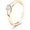 EDELIND 750 Anello Fidanzamento Donna Ø 52mm Solitario Diamante Naturale 0.3 ct Taglio Brillante Anello Donna Oro giallo 18 k (750) Сon Scatola Regalo