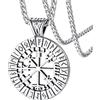 FaithHeart Bussola Vichinga Collana Runica Ciondolo Traforato Misteriose Rune Vichinghe Collana Uomo Acciaio Rune Cultura Vichinga in Argento Nero Oro Regalo