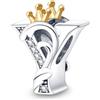 TINSLO Bead Charm Ciondolo Argento Sterling 925 Lettere con Cubic Zirconia Pendenti per Pandora Braccialetti, Compatibile con Braccialetti e Collane europei