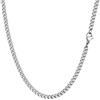 PROSTEEL Collana Uomo a Catena Barbazzale Cubana Sottile, Larghezza 3 mm, Lunghezza 60 cm, Acciaio Inossidabile, Hip Hop Punk Rap, Argento, Regalo Ottimo (con Confezione)
