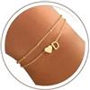 TINGN Bracciali con iniziali in oro TINGN con cuore per donne, placcati in oro 14K, con iniziale a cuore a strati A-Z, bracciali delicati e piccoli, ideali come regalo per damigella d'onore, regalo di