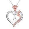 TINGN Collana da donna a forma di cuore, in oro bianco 14 carati, con ciondolo a forma di cuore, catena di compleanno, per donne, fidanzate, ragazze, regali di compleanno, matrimonio, Natale, San