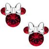Disney Orecchini Minnie Mouse a Bottone con Pietra Portafortuna Disney da Bambine in Argento, Gioielli Disney, Impreziosito da Zirconia, Rosso