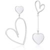 Linawe Orecchini a Cuore Bianchi, Pendenti in Argento e Acciaio Inossidabile, alla Moda per Donna