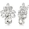 Clearine Clip On Matrimonio Orecchini per Donne Brial Bridesmaid Stunning Goccia Marquise Cut Rhinestone Statement per Prom Party Trasparente Argento-fondo