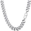 PROSTEEL Collana Uomo a Catena Cubana Barbazzale Grande Grossa Robusta Maschile, Larga 12 mm, Lunghezza 75 cm, Acciaio Inossidabile, Hip Hop Punk Rap, Argento, Regalo Ottimo (con Confezione)