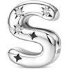 TINSLO Bead Charm Ciondolo Argento Sterling 925 Lettere con Cubic Zirconia Pendenti per Pandora Braccialetti, Compatibile con Braccialetti e Collane europei