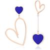 Linawe Orecchini a cuore, orecchini pendenti blu, gioielli in oro rosa, orecchini in acciaio inossidabile da donna, orecchini pendenti da donna, orecchini eleganti