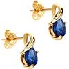 Orovi Orecchini Donna Oro Giallo 9KT Orecchini a Lobo con Zaffiri blu a goccia, gioiello anallergico confezionato in un elegante astuccio portagioie