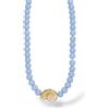 Purelei Blue Lagoon, collana da donna con perle di vetro e conchiglia, collana in acciaio inox placcato oro, collana regolabile 35 - 45 cm, gioiello estivo, collana a stratificazione, idea regalo