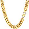 PROSTEEL Collana Uomo a Catena Cubana Barbazzale Grande Grossa Robusta Maschile, Larga 12 mm, Lunghezza 50 cm, Acciaio Placcato Oro, Hip Hop Punk Rap, Oro, Regalo Perfetto (con Confezione)