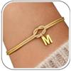 J.Fée Bracciale Donna Oro Con Iniziali, Bracciale Nodo Bracciali Eternal Infinity Argento Sterling 925 Con Placcatura In Oro 14 Carati, Bracciali Donna 26 Lniziale A-Z, Regalo Signora Regalo Amica M
