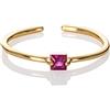 namana Anello da Donna in Oro con Pietra Singola, Regolabile, con Pietra Quadrata, Semplice Anello in Oro per Donne e Ragazze, Anelli con Pietre da Donne, Anello Rosa per Donna e Ragazza