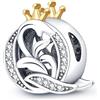 TINSLO Bead Charm Ciondolo Argento Sterling 925 Lettere con Cubic Zirconia Pendenti per Pandora Braccialetti, Compatibile con Braccialetti e Collane europei