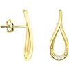 SOFIA MILANI - Orecchini da Donna in Argento 925 - Placcati in Oro e con Pietra Zircone - Orecchino a Perno ad Ovale - E1597