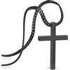 SERASAR Collana Uomo con Croce Nera in Acciaio Inossidabile Cordolo 50cm Ciondolo Nero Ragazzo Gotica Regalo Comunione Portagioie Gioielli Catena