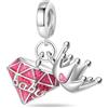 TINSLO Bead Charm Ciondolo Argento Sterling 925 con Cubic Zirconia Pendenti per Pandora Braccialetti, Compatibile con Braccialetti e Collane europei