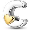 TINSLO Bead Charm Ciondolo Argento Sterling 925 Lettere con Cubic Zirconia Pendenti per Pandora Braccialetti, Compatibile con Braccialetti e Collane europei