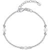 Amberta Bracciale con Perle per Donna in Argento Sterling 925: Bracciale con Perle di Fiume 4-5 mm