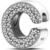 TINSLO Bead Charm Ciondolo Argento Sterling 925 Lettere con Cubic Zirconia Pendenti per Pandora Braccialetti, Compatibile con Braccialetti e Collane europei