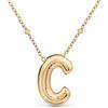 Amberta Collana con Iniziale Dorata per Donna Pendente Lettera Alfabeto | Collana Bubble Letter Ciondolo Iniziale Bombata: C