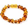 SilverAmber Jewellery Cavigliera o braccialetto in ambra grezza o levigata del Baltico, realizzata a mano, perle di ambra autentiche al 100%, qualità premium, colore: cognac, mix, limone, miele