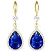 Linawe Orecchini pendenti con zaffiro blu Orecchini pendenti in pietra blu dorata Orecchini a fiocco da donna Gioielli alla moda Orecchini placcati in oro