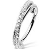 OUFER Piercing Naso Acciaio Chirurgico 20G Argento Anello Naso Gioiello Orecchino a Cerchio Cartilagine Design Incrociato Doppio Cerchio Piercing Nostril CZ Trasparente per donne 7mm