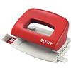 Leitz Pratica Mini Perforatrice da Ufficio, Capacità fino a 10 Fogli, Rosso, Metallo, Guida di Arresto con Barra di Selezione del Formato, Gamma NeXXt, 50580025