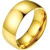 PROSTEEL Anello Uomo Oro Giallo Fede Anello Uomo Acciaio Dorato Colore Oro Fede Anello Uomo in Oro Misura 17