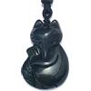 Bella Jade Fox Pendant Necklace Amulet/Talisman, Made of Black Obsidian Gemstone, with Necklace Cord