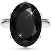 Linawe Anello da donna in argento, anello nero regolabile, grande anello da dito con diamante moissanite da donna, anello in argento gioielli alla moda