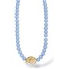 Purelei Blue Lagoon, collana da donna con perle di vetro e conchiglia, collana in acciaio inox placcato oro, collana regolabile 35 - 45 cm, gioiello estivo, collana a stratificazione, idea regalo