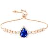 Linawe Bracciale da donna con zaffiro blu zaffiro, braccialetto da tennis in oro rosa, braccialetto da donna con diamanti fossili, braccialetto a catena da donna, bracciale con pietra portafortuna