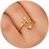 TINGN Anello in oro placcato 14 carati, impermeabile, motivo: cuore, con lettere, impilabile, regalo per donne e fidanzate, One Size