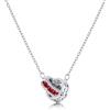 Linawe Gioielli da donna in argento con catena in acciaio inossidabile rosso rubino, collana con ciondolo con pietre preziose, set di gioielli con catenina portafortuna in cristallo