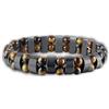 DAC Bracciale Uomo 2 pezzi Con Pietre Naturali Braccialetto Scatola Regalo Fidanzato Donna Chakra con Vere Pietre Naturali Tibetano Yoga Gioielli (Eye + grigio 2025)