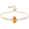 Linawe Bracciale in citrino da donna, gioielli in oro rosa, braccialetto da donna con ciondolo, bracciale con pietre preziose e diamanti, braccialetto a catena a mano, bracciale tennis