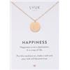 LUUK LIFESTYLE Collana con ciondolo unicorno e acciaio inossidabile (50cm), con carta HAPPINESS, gioielli elegante, portafortuna, idea regali donna, lei, compleanno, fantasia, oro rosa