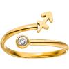 Purelei Anello Zodiaco - Anello Impermeabile da Donna in Acciaio Inox Resistente - Anelli Regolabili dalla Taglia 50 alla 60 - Gioiello alla Moda per il Tuo Look Personale, 50-60 cm, Gemma, Zircone