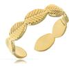 Made by Nami Anello Donna Regolabile Oro - Acciaio Inossidabile Dorato Boho Design Foglie Statement Gioielli Resistente Acqua
