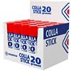 OSAMA - Colla Stick Extra Forte, Box da 20 Pezzi, 20 gr - Set Colle Stick Ideale per Cancelleria Scuola, Ufficio e Università - Scorrevole, Resistente e Adatta ai Bambini, Formula Classica