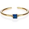 namana Anello da Donna in Oro con Pietra Singola, Regolabile, con Pietra Quadrata, Semplice Anello in Oro per Donne e Ragazze, Anelli con Pietre da Donne, Anello Blu per Donna e Ragazza