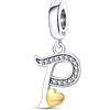 TINSLO Bead Charm Ciondolo Argento Sterling 925 Lettere con Cubic Zirconia Pendenti per Pandora Braccialetti, Compatibile con Braccialetti e Collane europei